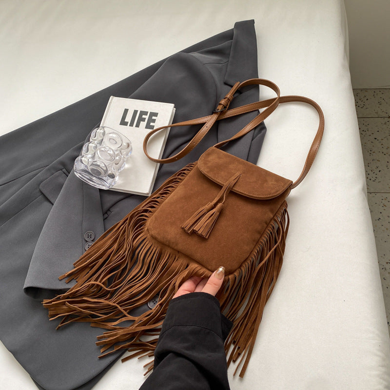 Suede Fringe Women’s Mini Crossbody Bag