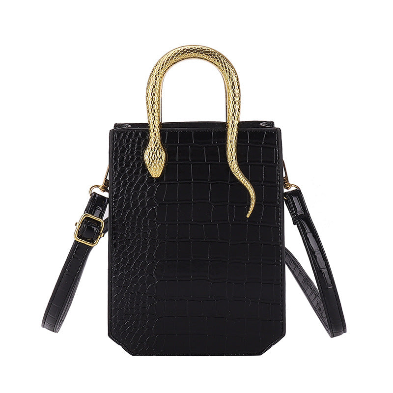 Elegant Crocodile Pattern Shiny Handbag