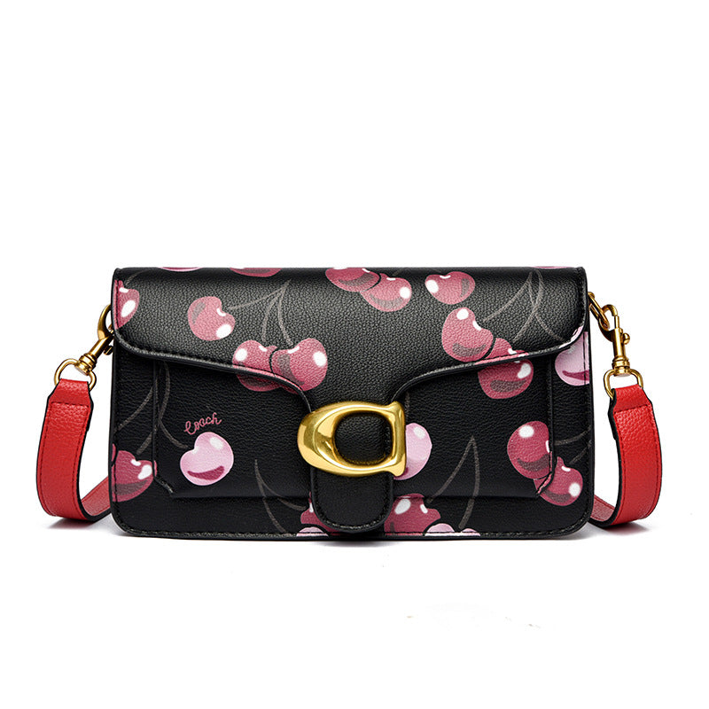 Cherry Luxe Gold Clasp Shoulder Bag