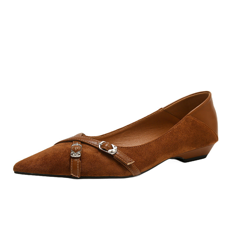 Women’s Pointed Toe Buckle Strap Low Heel Pumps