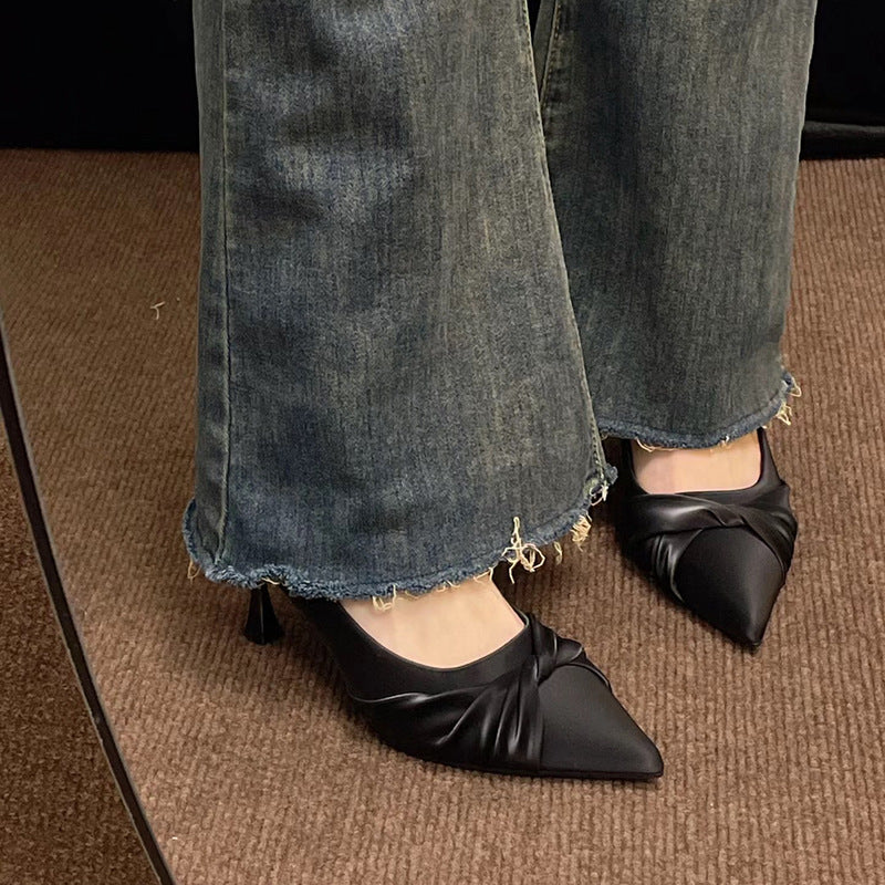 Women Premium Leather Pointed Toe Heels