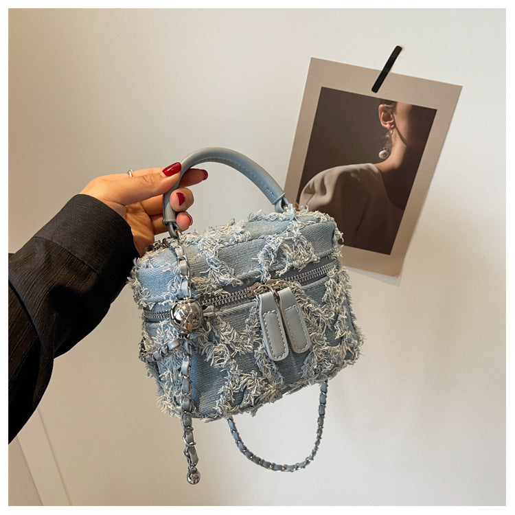 Denim Tassel Box Mini Bag