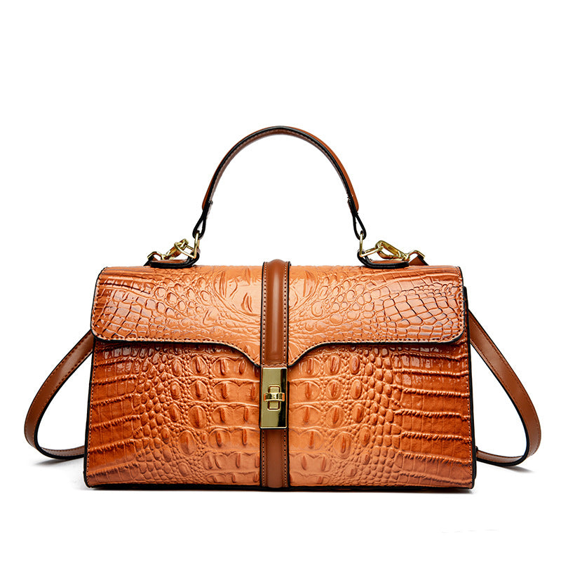 Elegant Crocodile Pattern Luxury Handbag