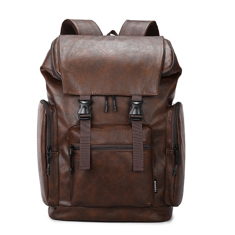 Men’s Retro Leather Large Capacity Backpack