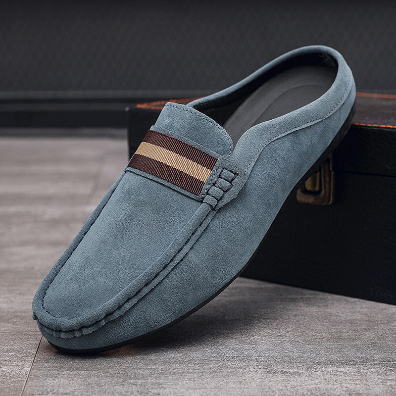 Men's Suede Finish Slip On Open Back Loafers
