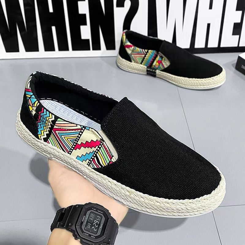 Men's Casual Geometric Print Slip-On Walking Loafers