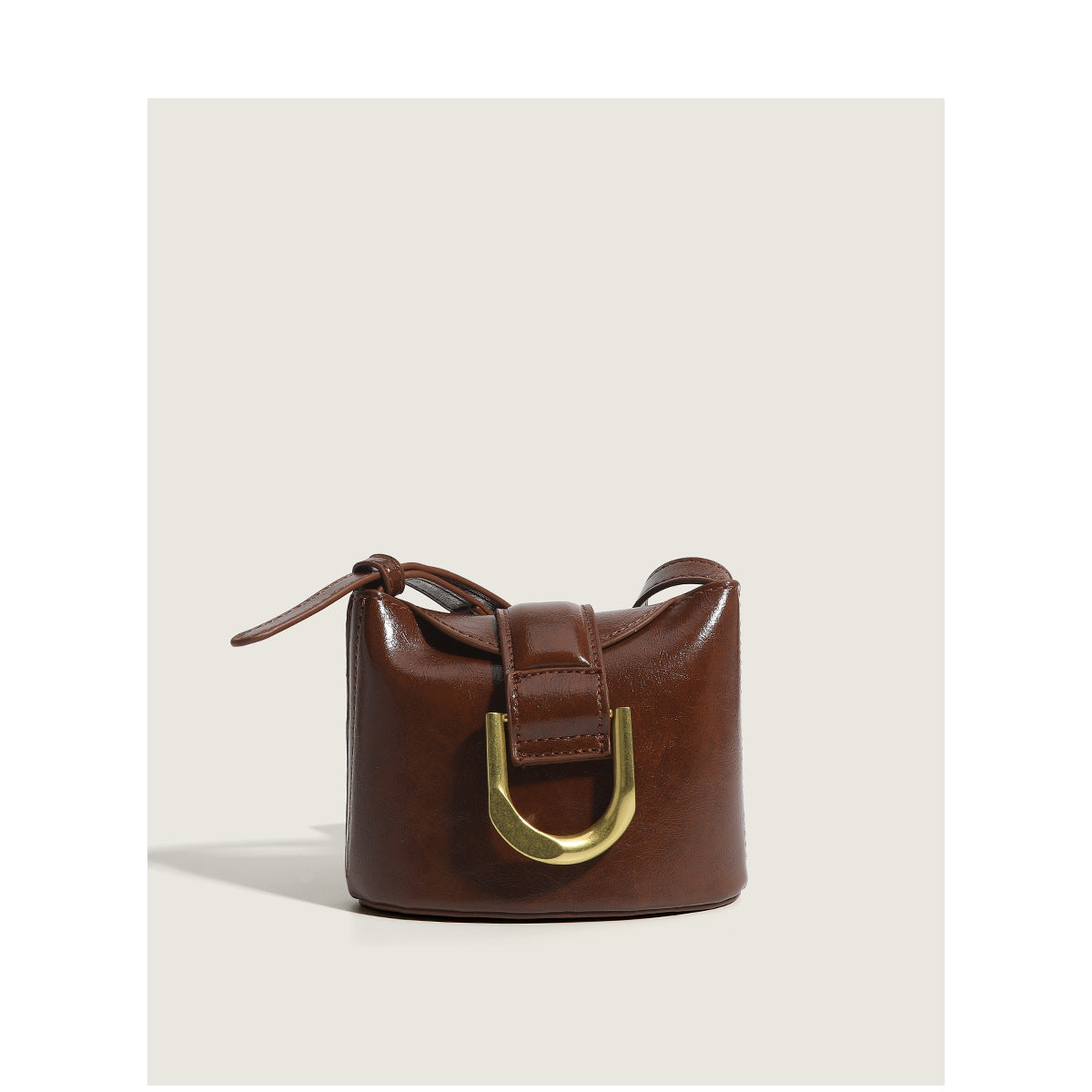 Sleek Metal Buckle Mini Bucket Bag