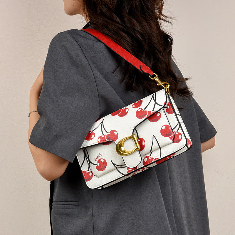 Cherry Luxe Gold Clasp Shoulder Bag