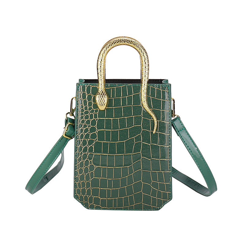 Elegant Crocodile Pattern Shiny Handbag