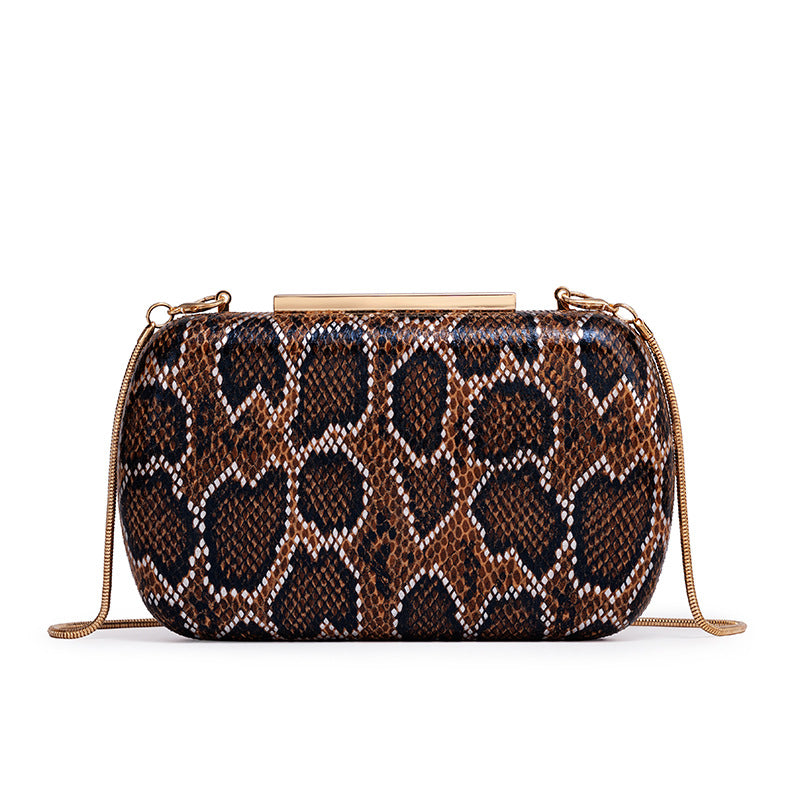 Snake Pattern Chain Clutch Bag