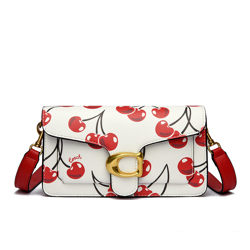 Cherry Luxe Gold Clasp Shoulder Bag