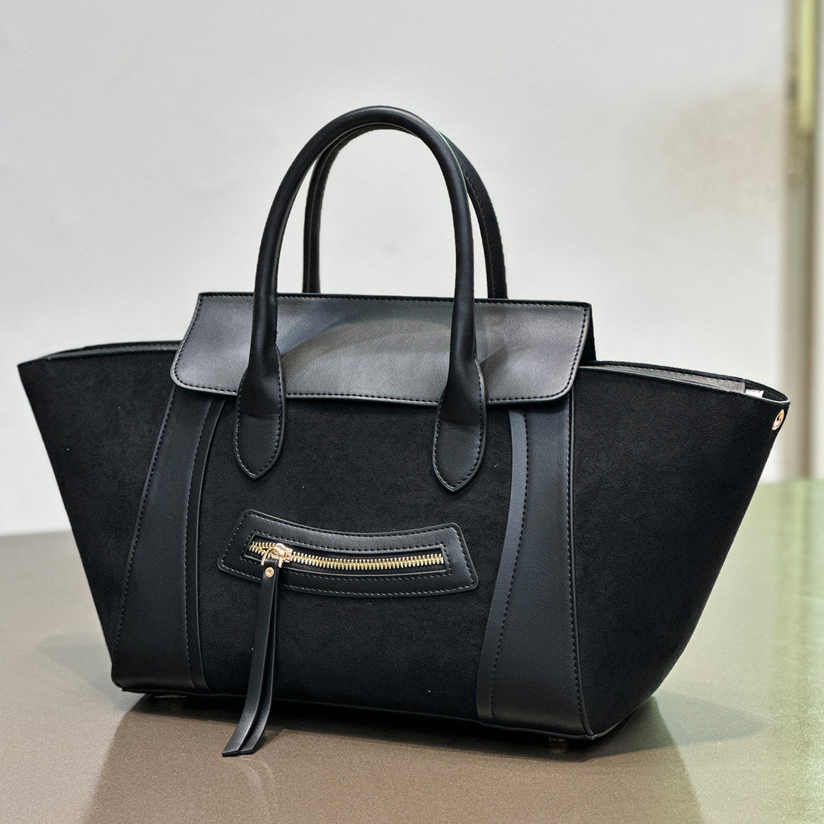 Suede Luxe Commuter Handbag