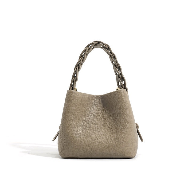 Elegant Soft Leather Bucket Bag For Women