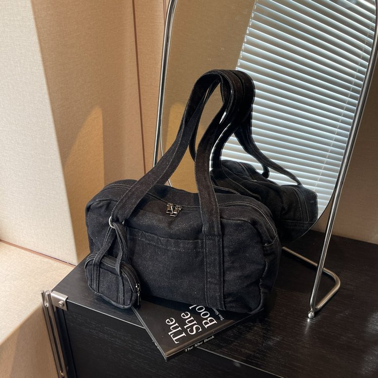 Retro Jean Barrel Shoulder Bag