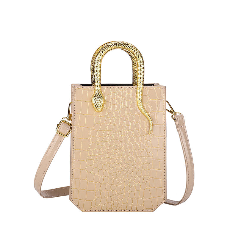 Elegant Crocodile Pattern Shiny Handbag