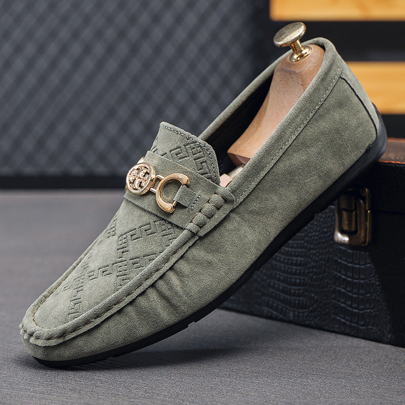 Men's Signature Patterned Suede Slip On Loafers
