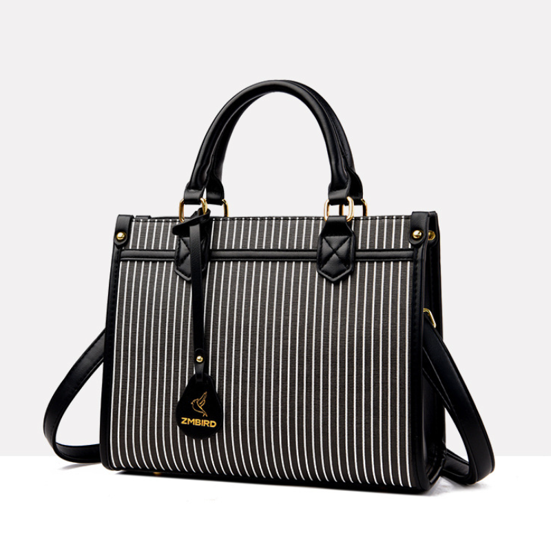 Urban Edge Striped Structured Women's Fashion Handbag