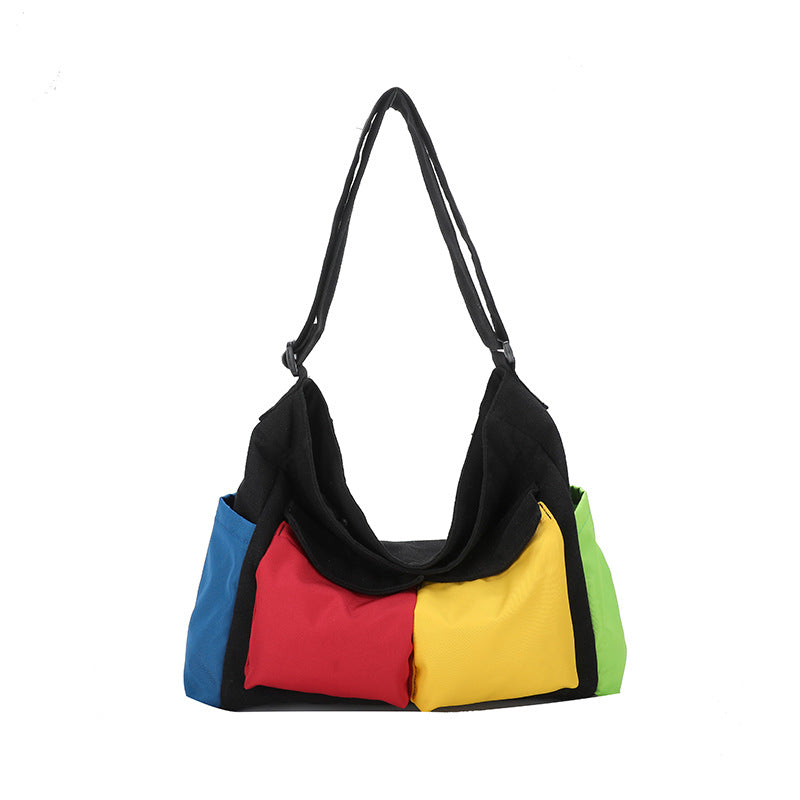 New Canvas Contrast Shoulder Bag