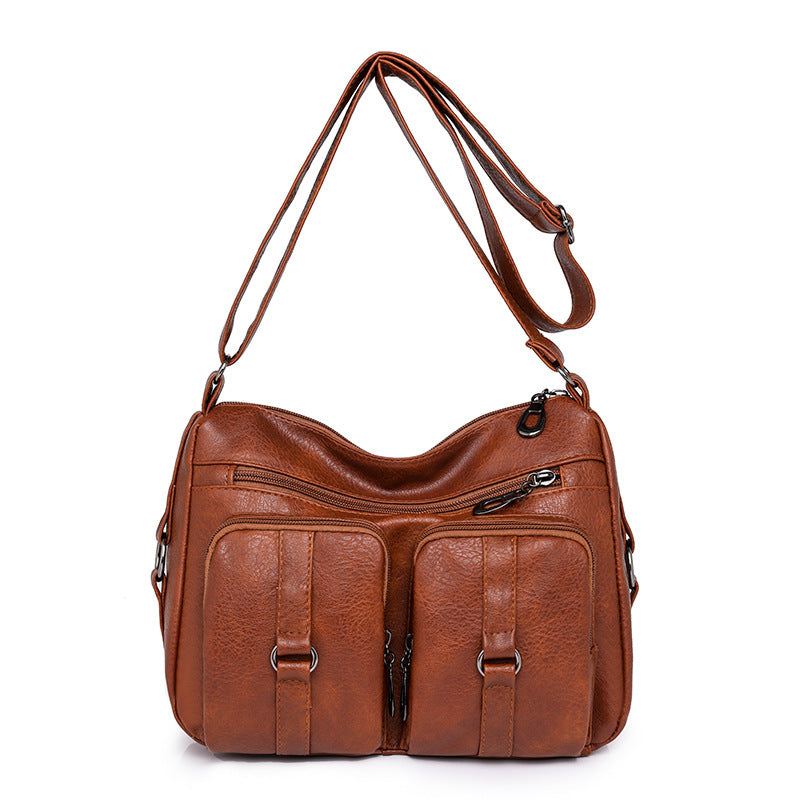 Soft Leather Texture Crossbody Bag