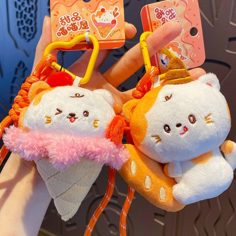 Ice Cream Cat Plush Bag Charm