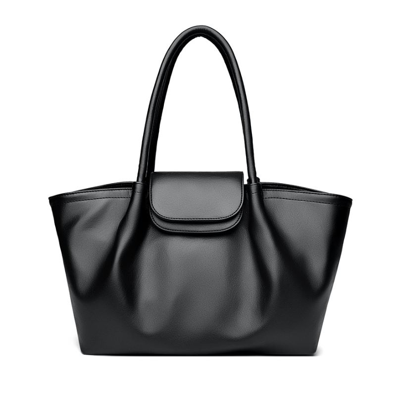 Pleat Style Genuine Leather Shoulder Bag