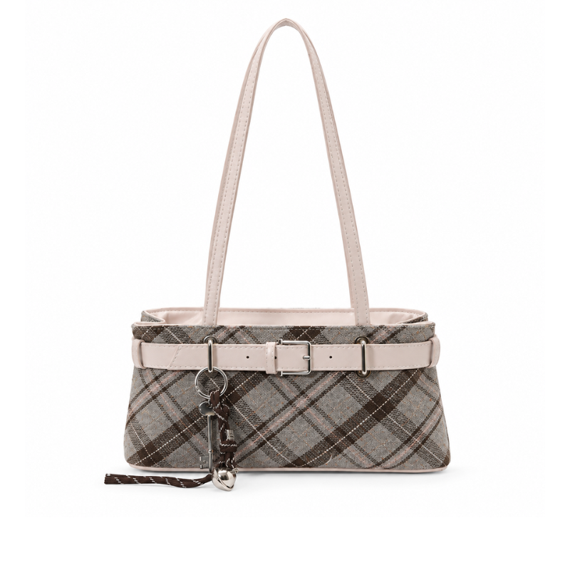 British Plaid Buckle Shoulder Bag