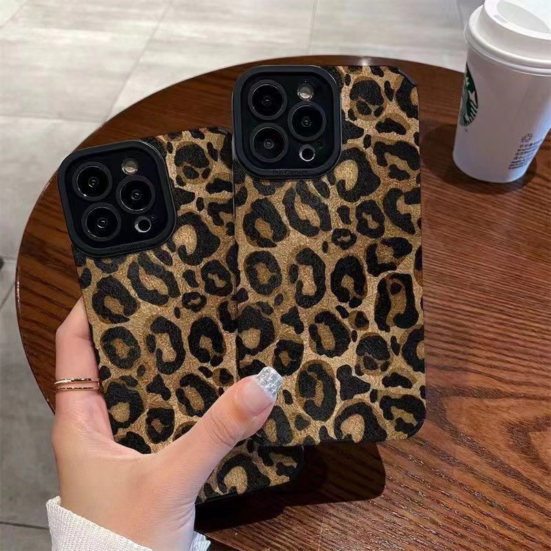 Retro Leopard Print Leather iPhone Case