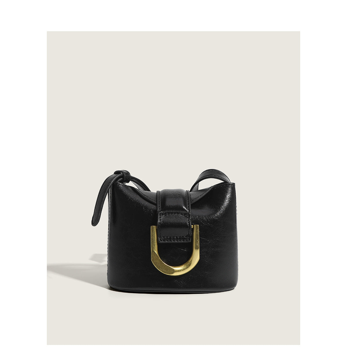 Sleek Metal Buckle Mini Bucket Bag