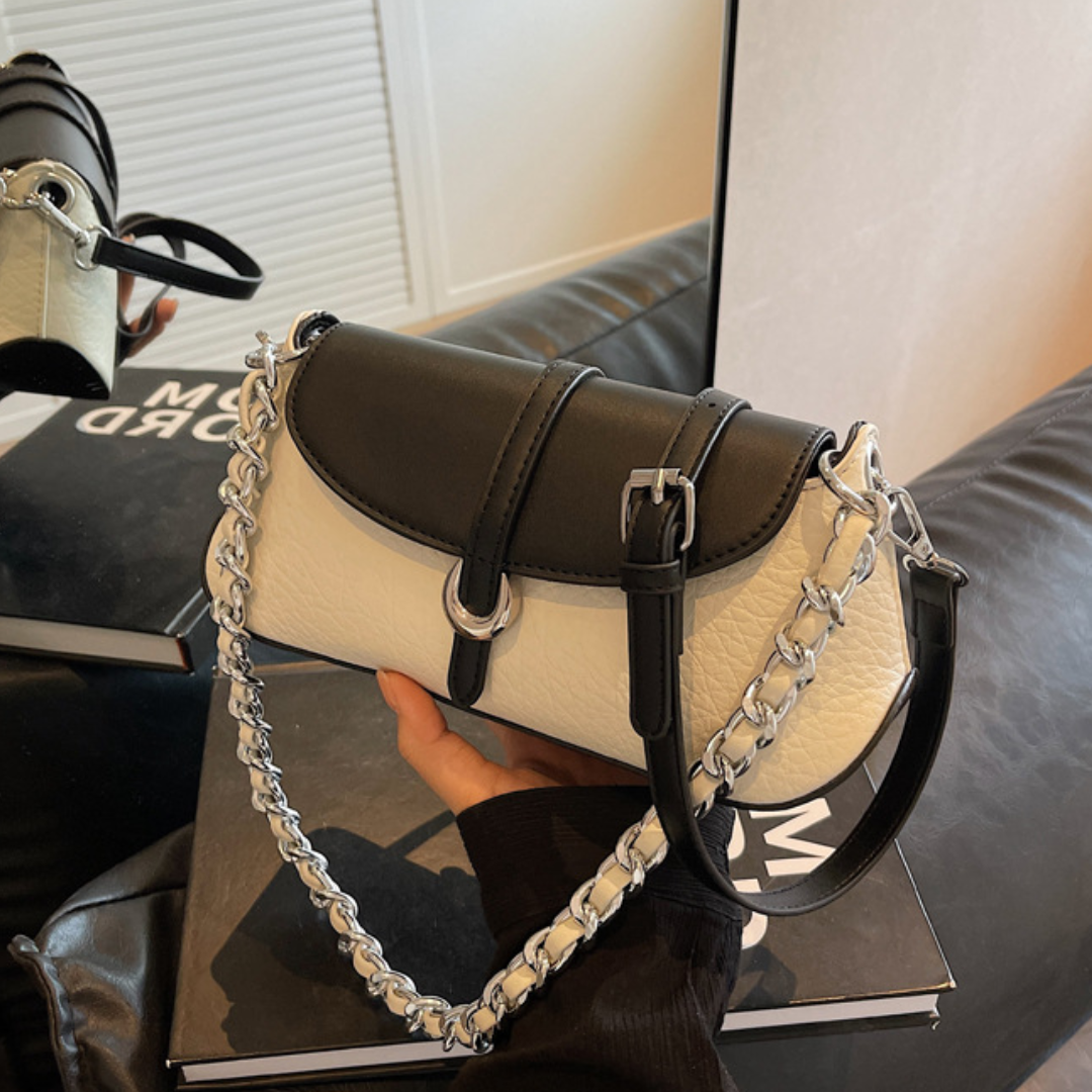 Luxe Contrast Chain Shoulder Bag