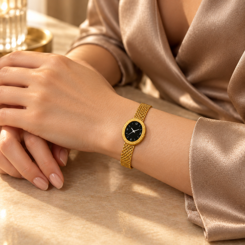 European Style Gold Mesh Bracelet Watch
