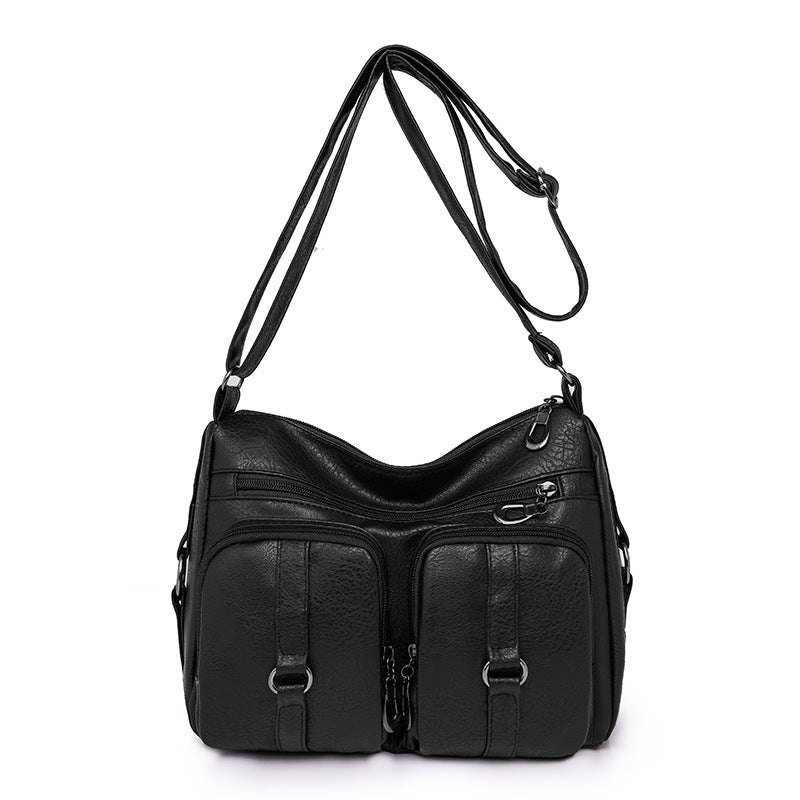 Soft Leather Texture Crossbody Bag