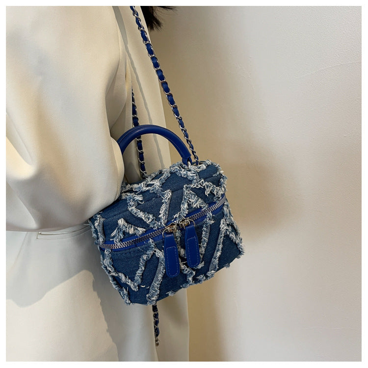 Denim Tassel Box Mini Bag