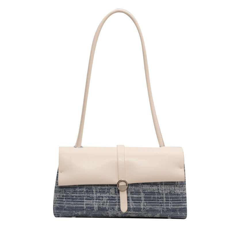 Denim Lux Spliced Shoulder Bag