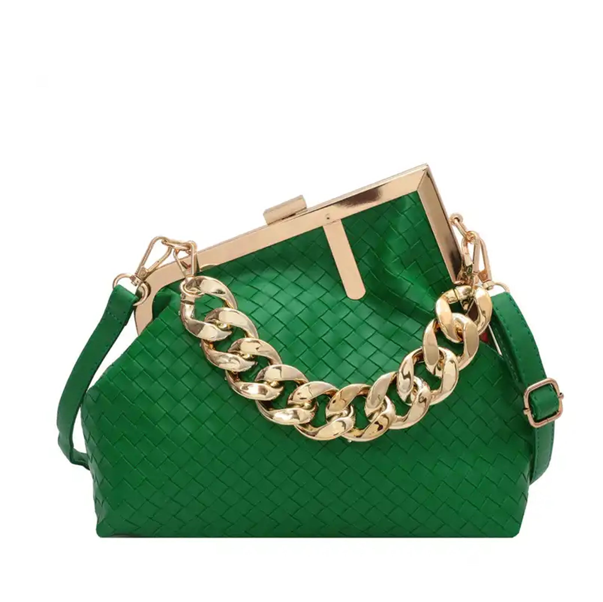 Asymmetrical Chain Saddle Bag