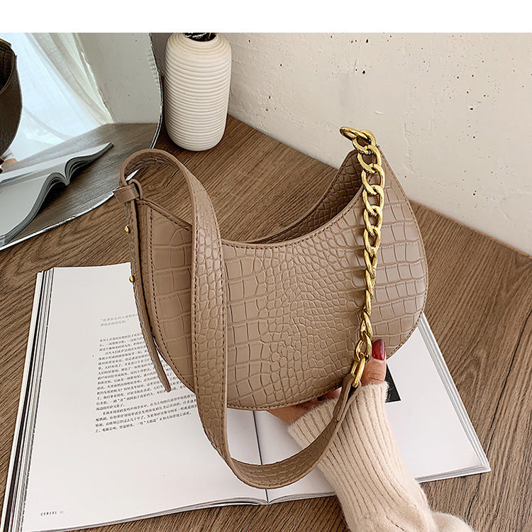 Croc Crescent Shoulder Bag