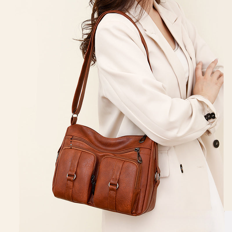 Soft Leather Texture Crossbody Bag