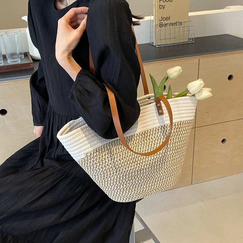 Fashionable Seaside Straw Tote Bag