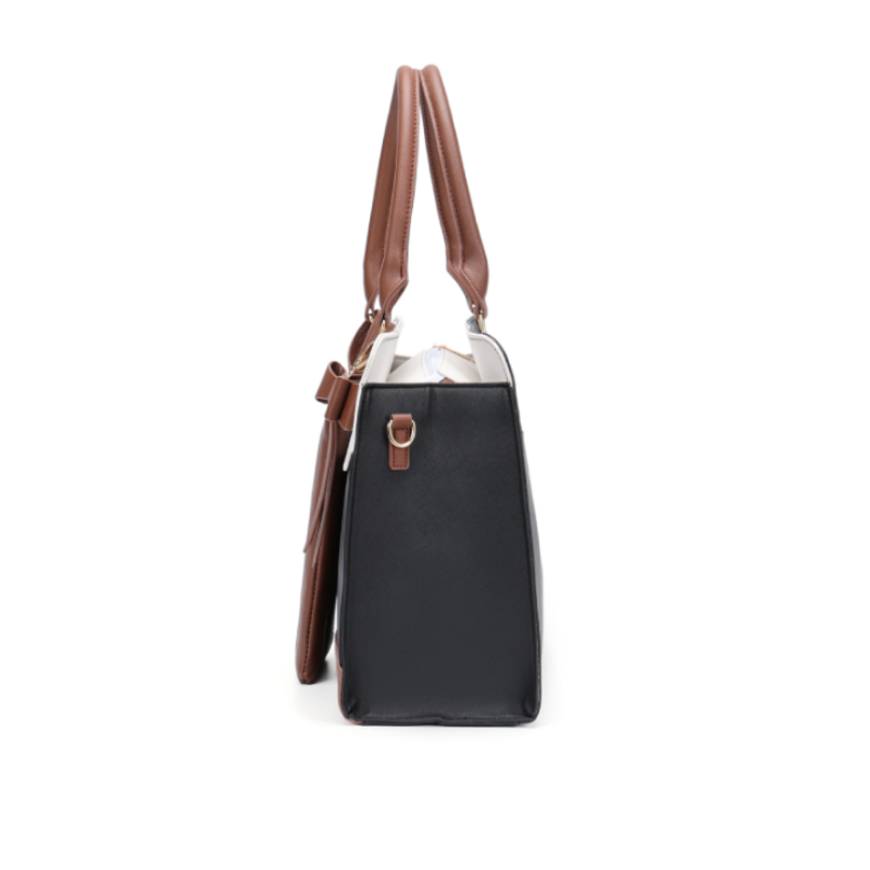 Color Block Bow Tote Bag