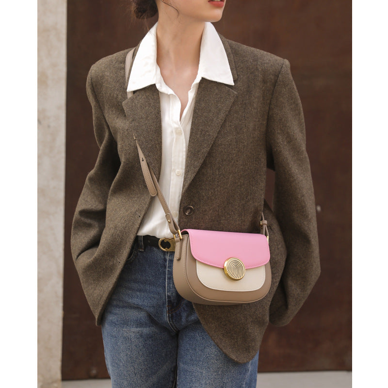 Genuine Leather Niche Saddle  Mini Shoulder Bag