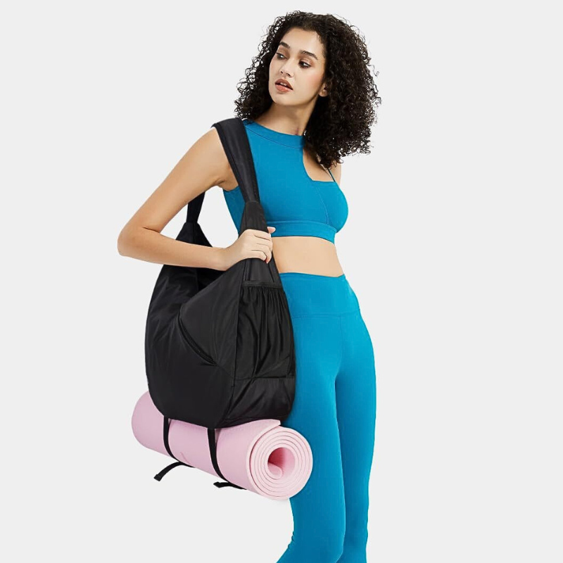 Women’s Gym Shoulder Bag With Yoga Mat Holder And Shoe Compartment