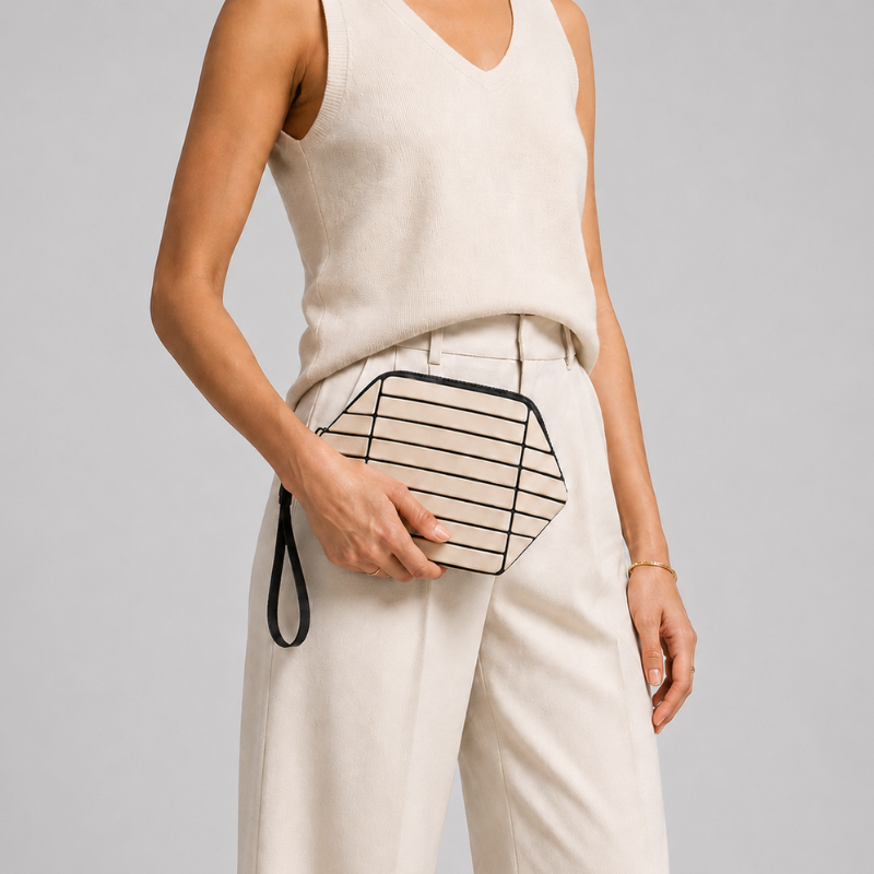 Hexa Line Large Capacity Cosmetic Bag