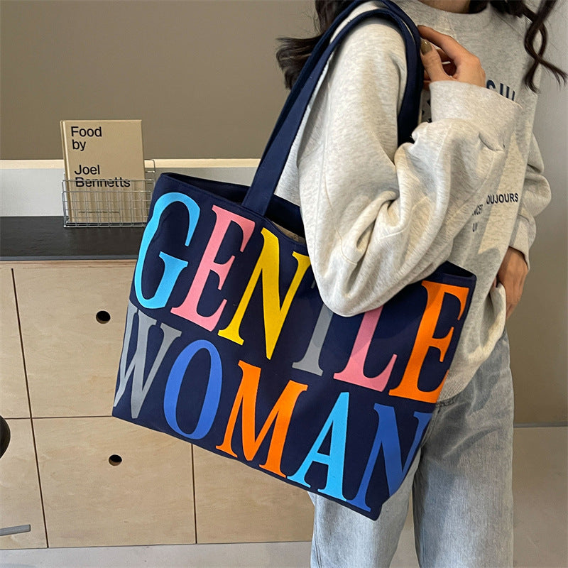 Canvas Letter Commuter Tote Bag