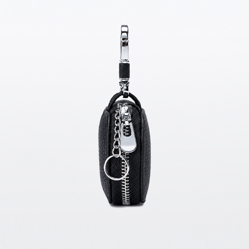 Compact Leather Key Pouch with Clip