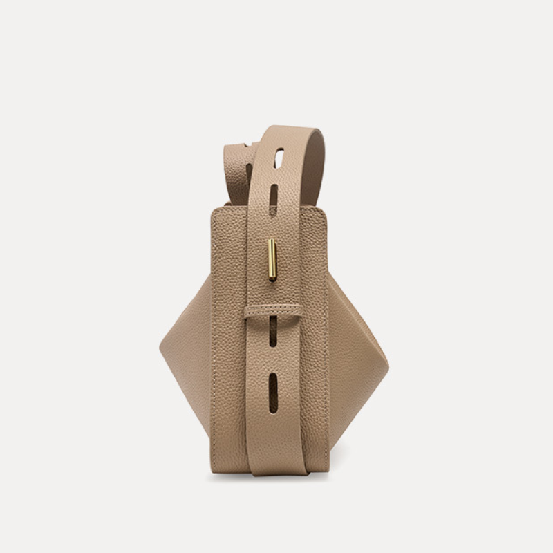 Lychee Textured Wide Strap Bucket Shoulder Bag