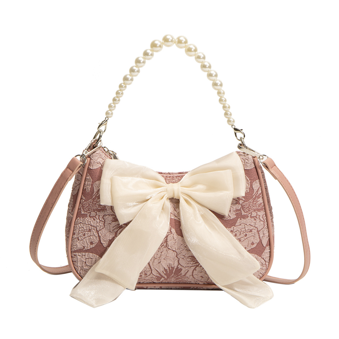 Pearl Bow Elegance Shoulder Bag