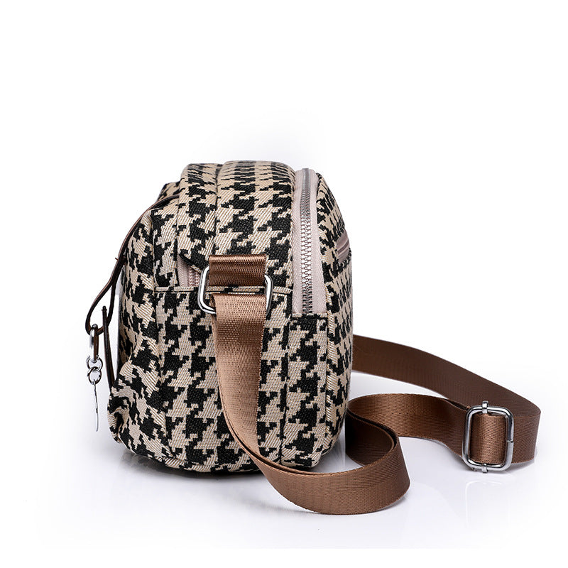 Casual Houndstooth Crossbody Bag