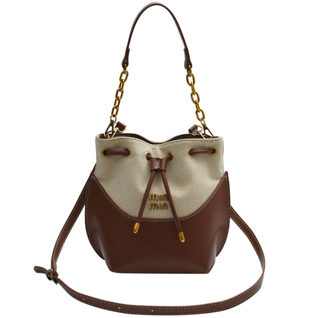 Trendy Canvas Contrast Bucket Bag