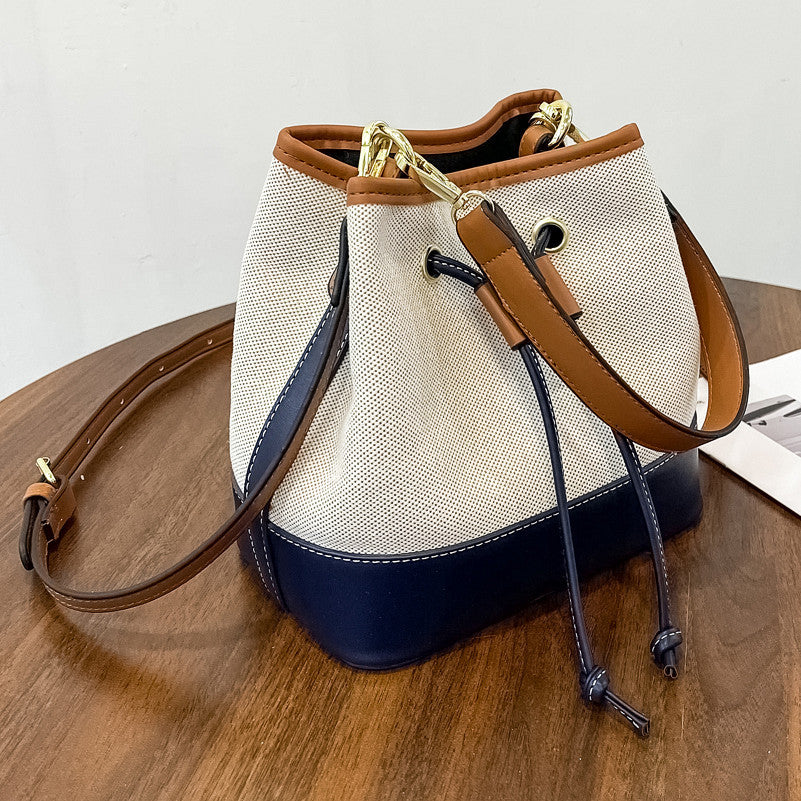 Contrast Color Bucket Bag