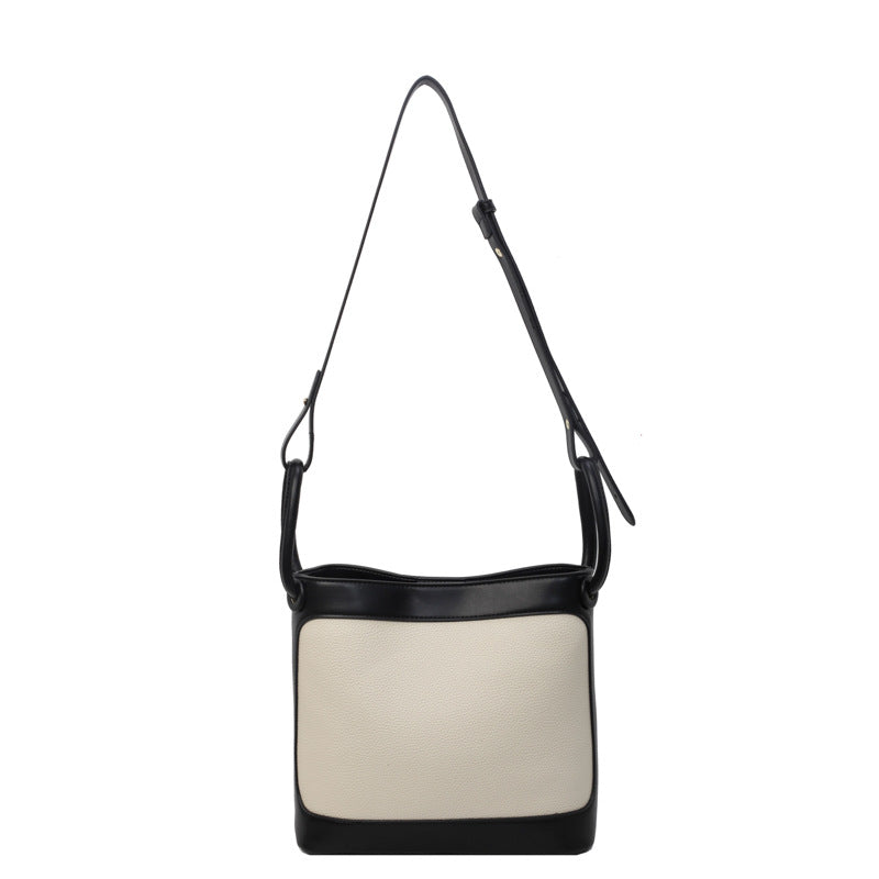 Simple Contrast Color Bucket Bag