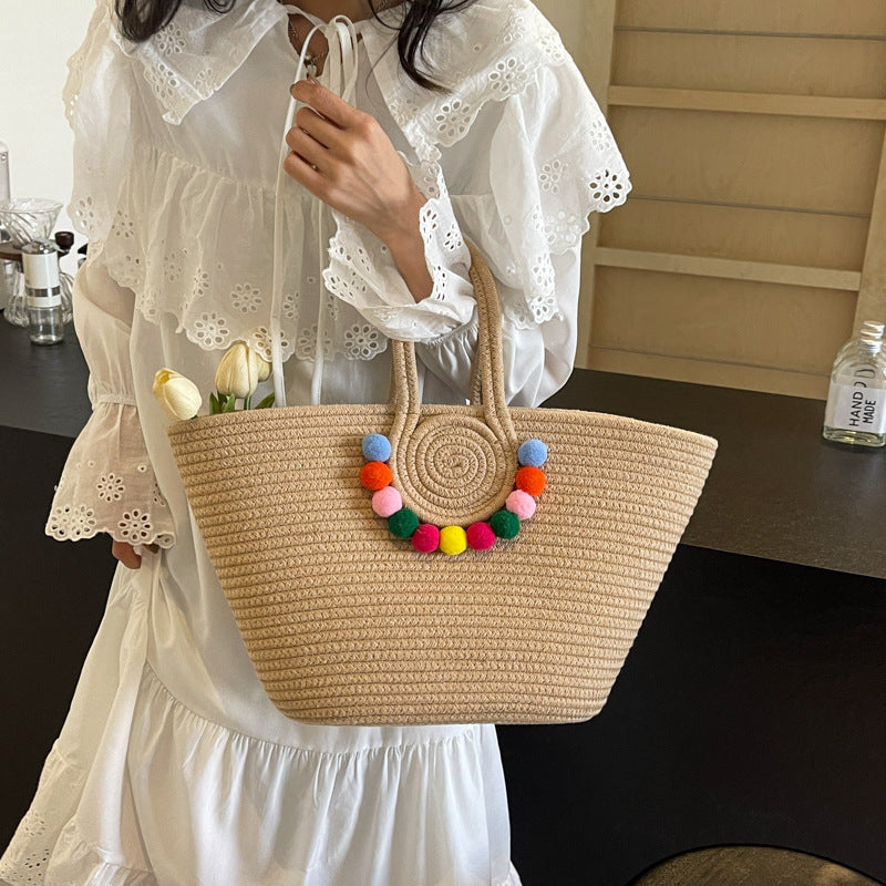 Casual Straw Bucket Bag